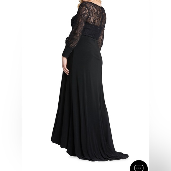 Mac Duggal Sequin Lace Illusion Black Formal Evening Gown Plus Size - Picture 3 of 12